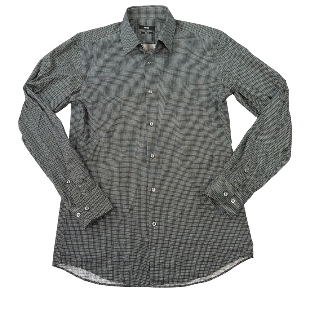 Hugo Boss Mens Slim Fit Stretch Geometric Long Sleeve Button Up Shirt Size M